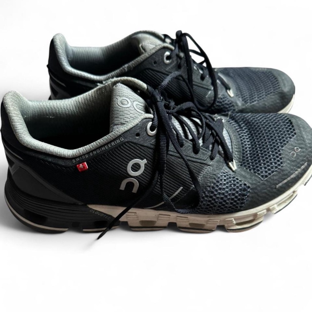 On Cloudflyer Running  Gray and Black Athletic Shoes